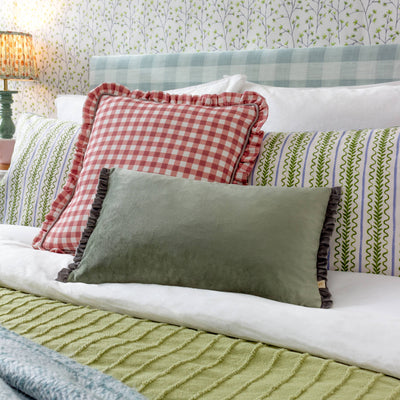 Maude Gingham Reversible Piped Cushion Rose 45 x 45cm