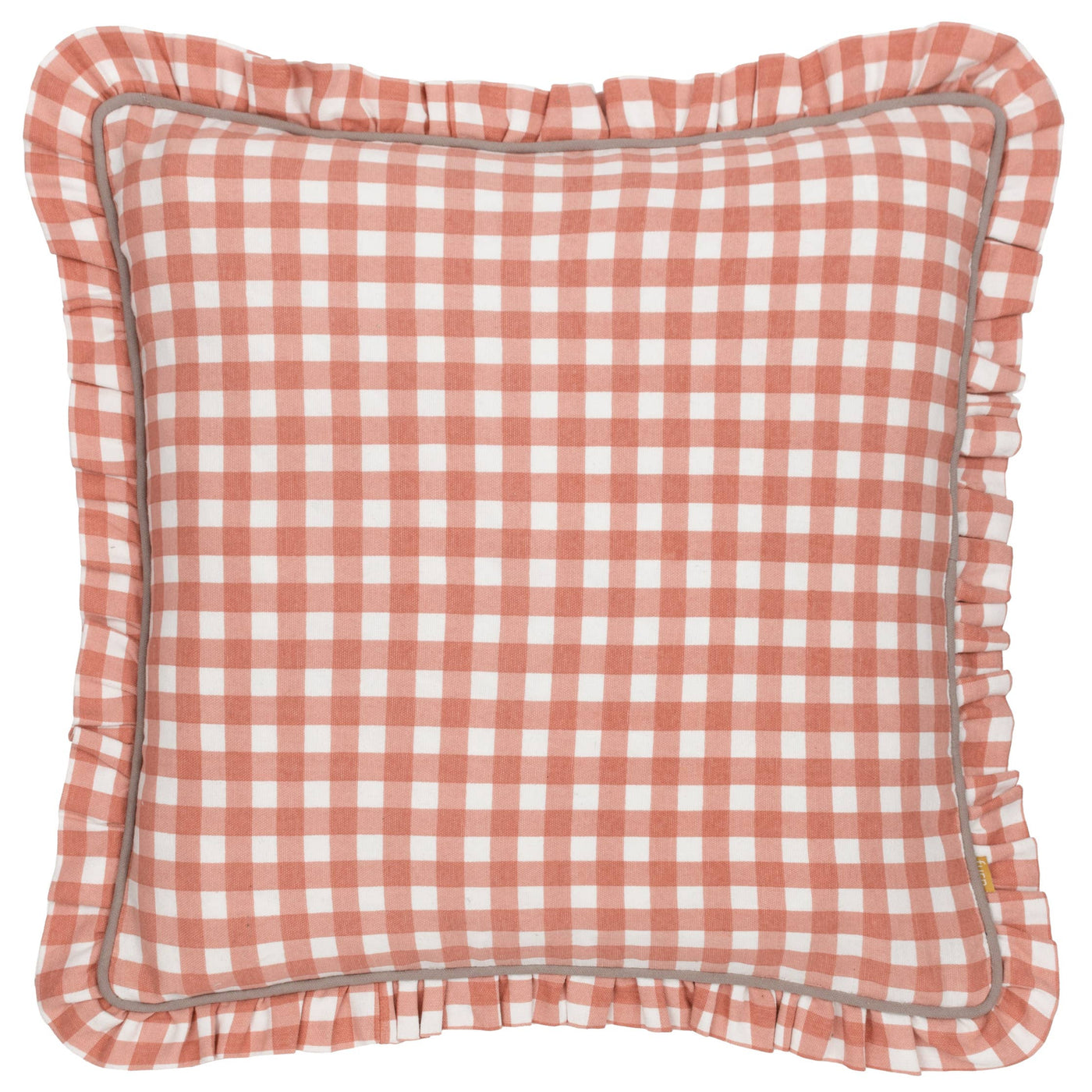 Maude Gingham Reversible Piped Cushion Rose 45 x 45cm