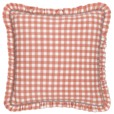 Maude Gingham Reversible Piped Cushion Rose 45 x 45cm