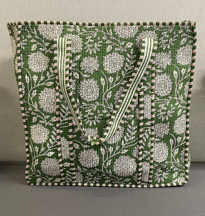 100% Cotton Kantha Quilted Boho Reversible Floral Tote Bag