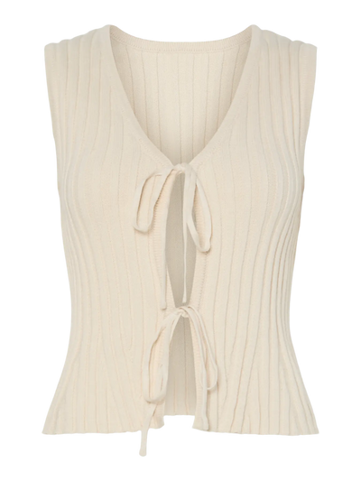 PcJoylynn Tie Knit Top Birch