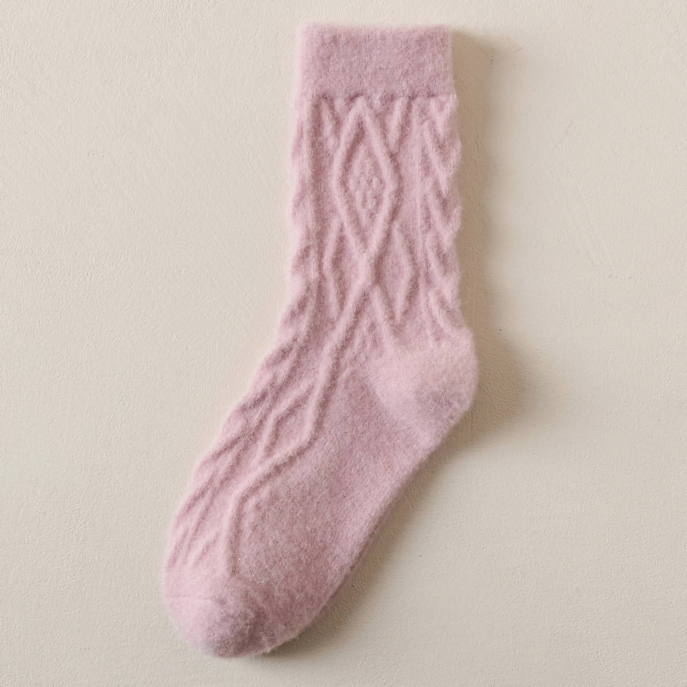 Women's Winter Wool Socks - Thick Cable Knit Warm Socks: Pink