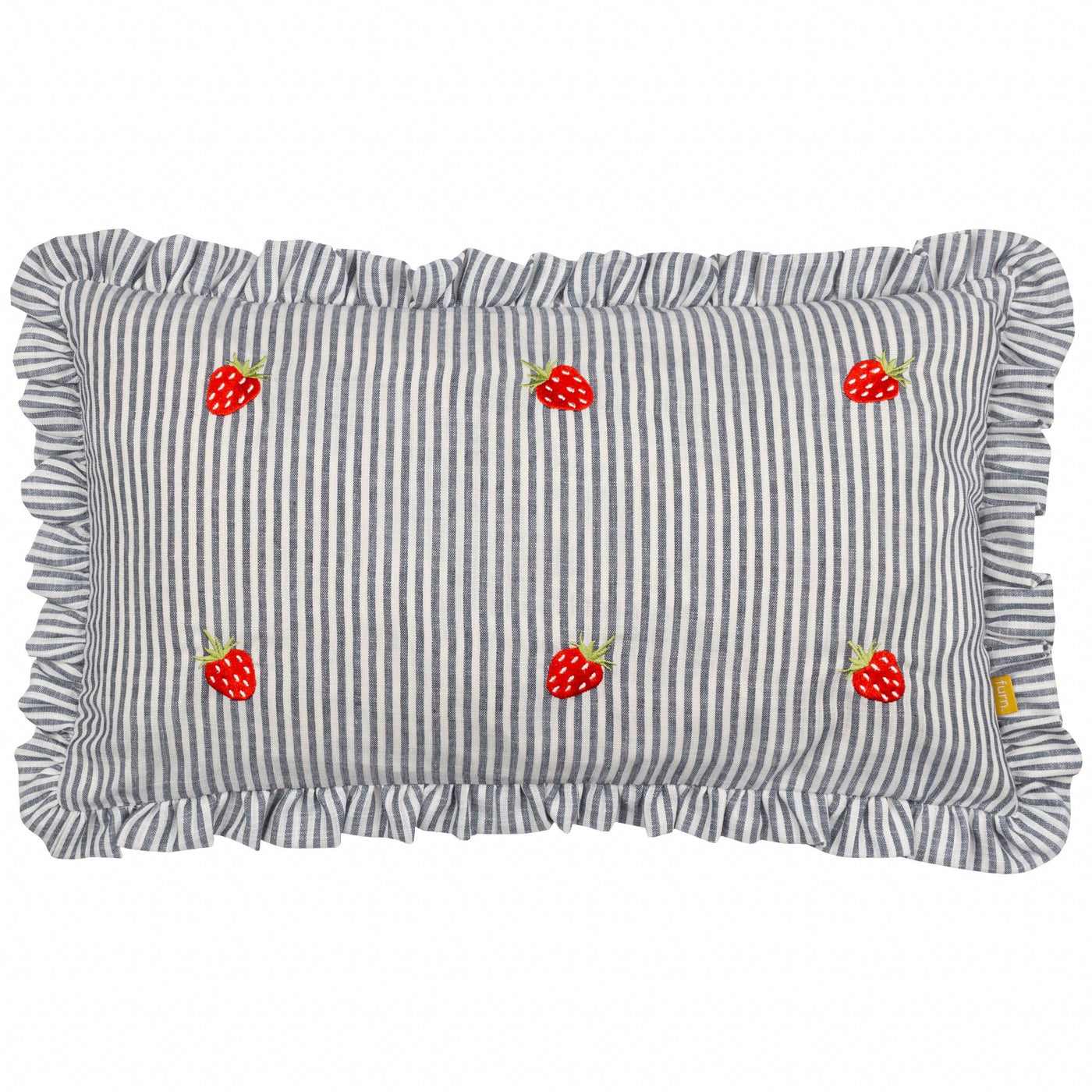 Les Fruites Embroidered Ruffle Cushion Strawberries: Strawberries - 30 x 50cm