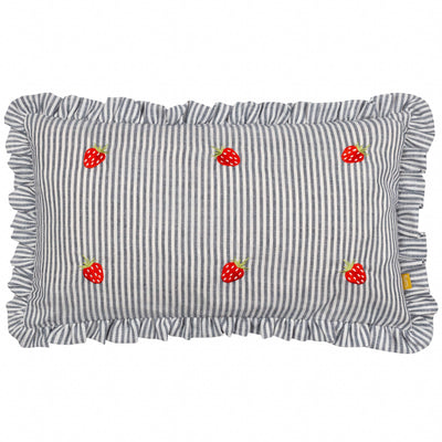 Les Fruites Embroidered Ruffle Cushion Strawberries: Strawberries - 30 x 50cm