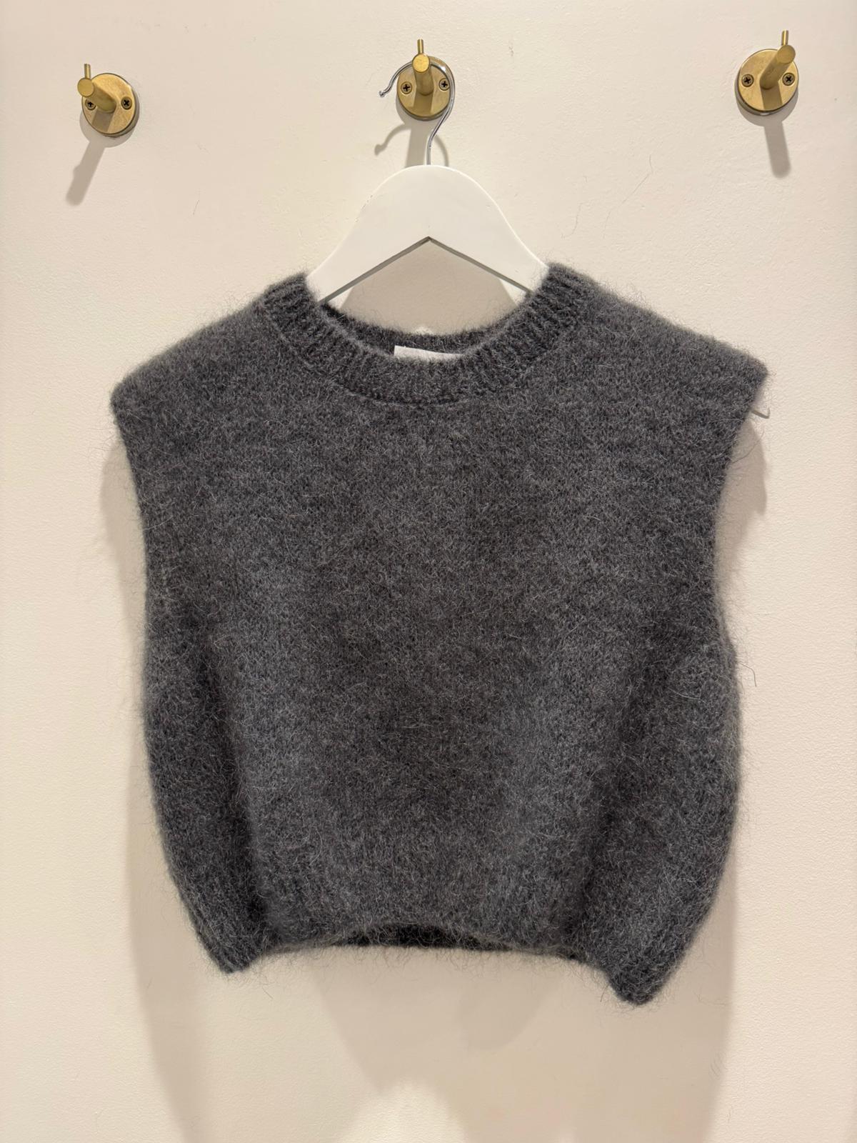 Mohair Cropped Vest - Grey