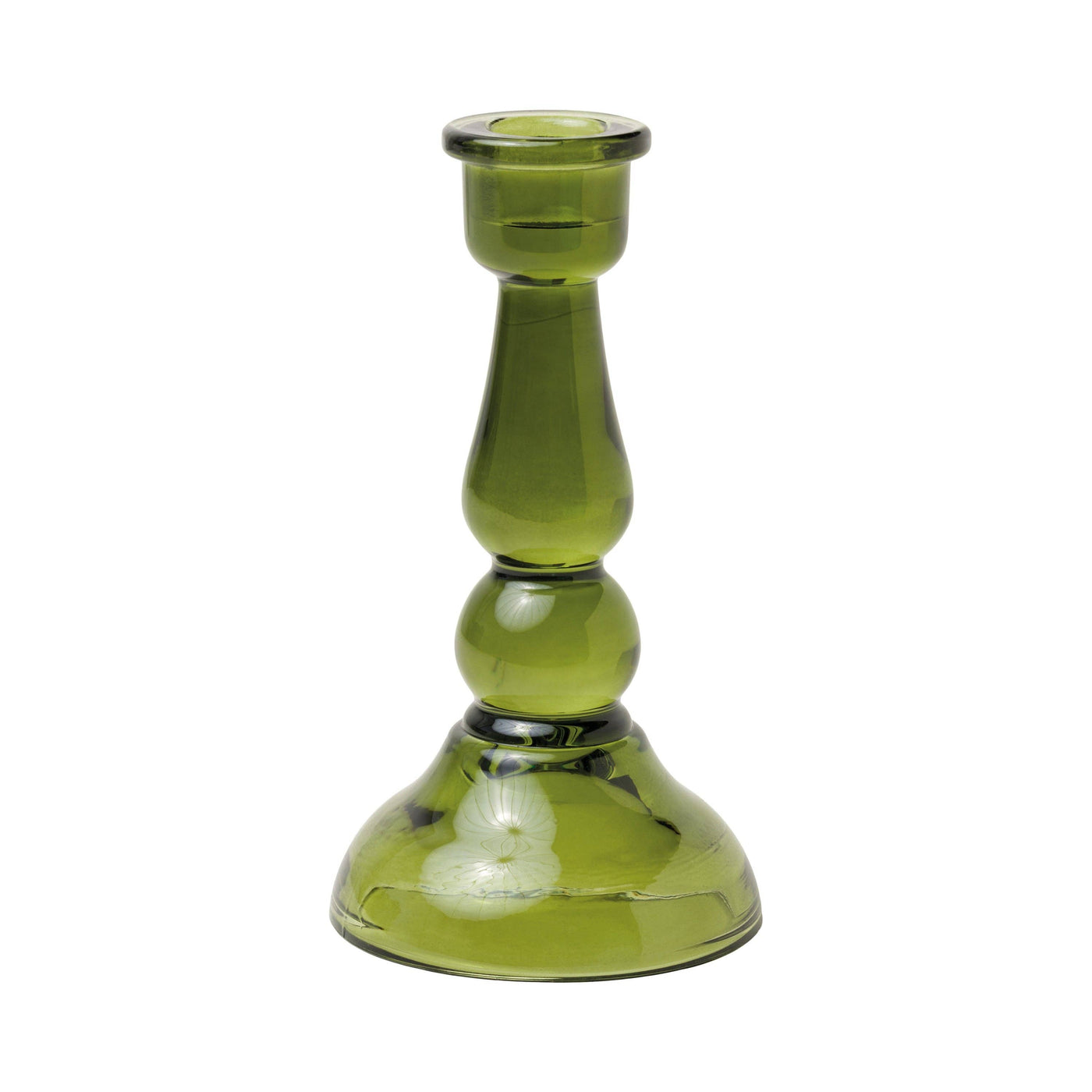 Tall Glass Taper Holder - Green