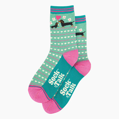 Women's Bamboo Socks - Mint, Sausage Dog & Puppy: UK 3-7 | EU 36-40 | US 5-9