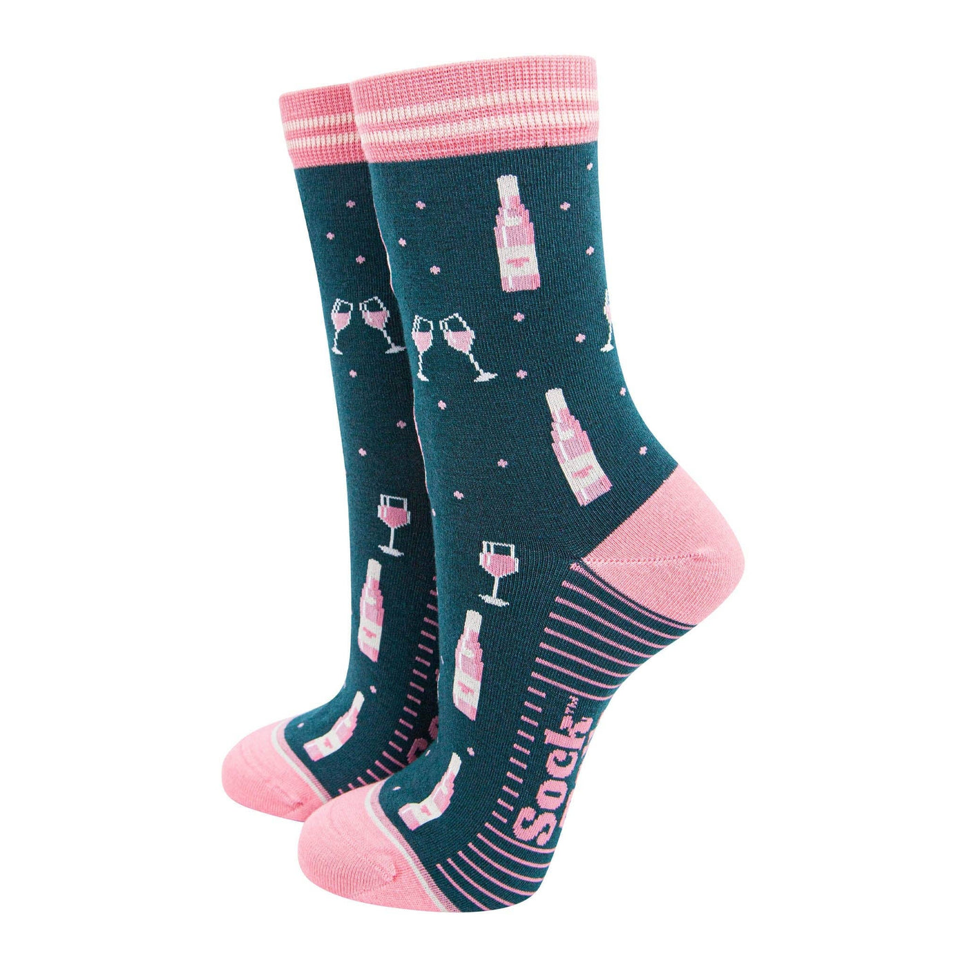 Women's Bamboo Socks - Forest Green/Light pink, Rose Wine: UK 3-7 | EU 36-40 | US 5-9