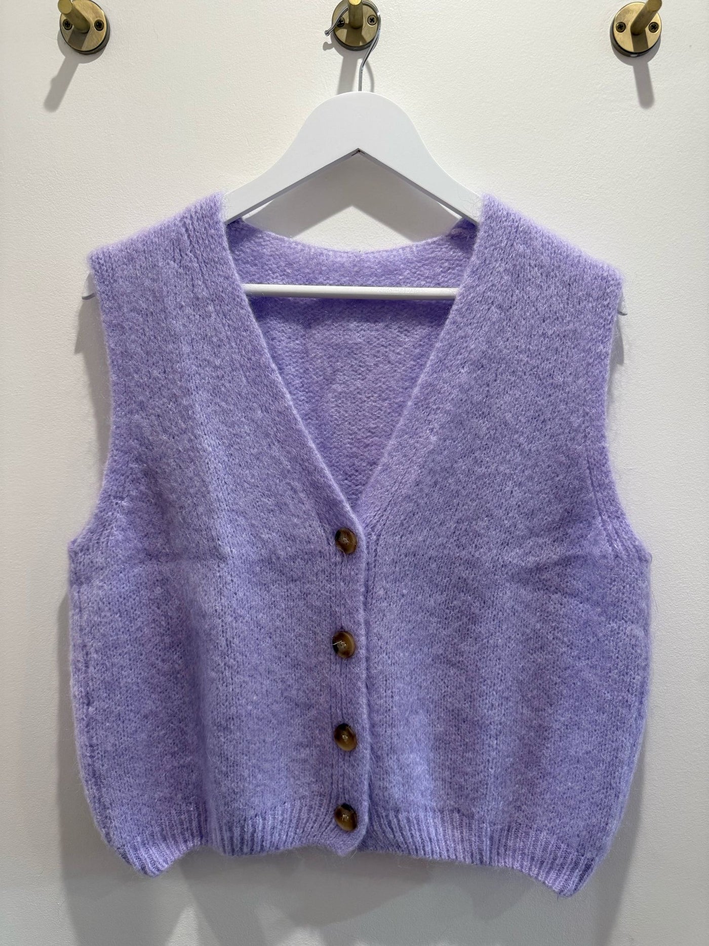 Mohair Button Vest - Lilac