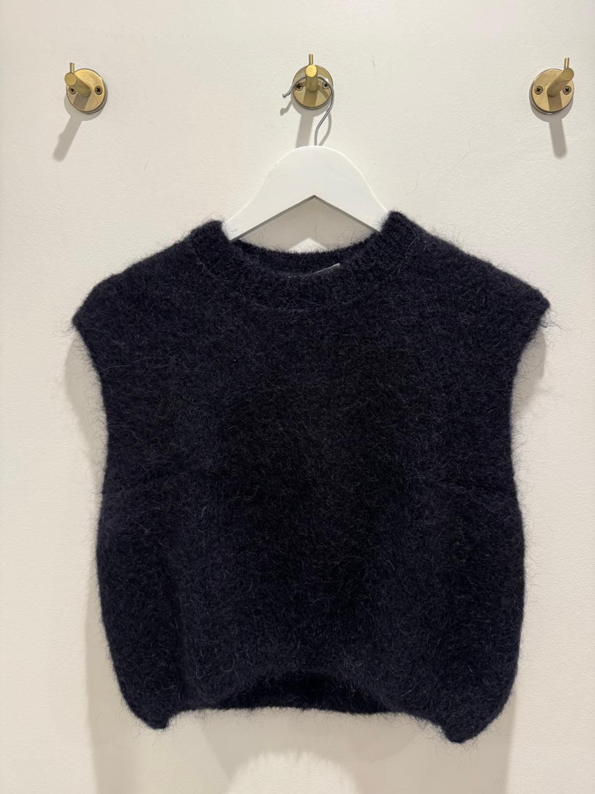 Mohair Cropped Vest - Black