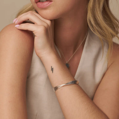 Interlocking Open Bangle - Silver 31519