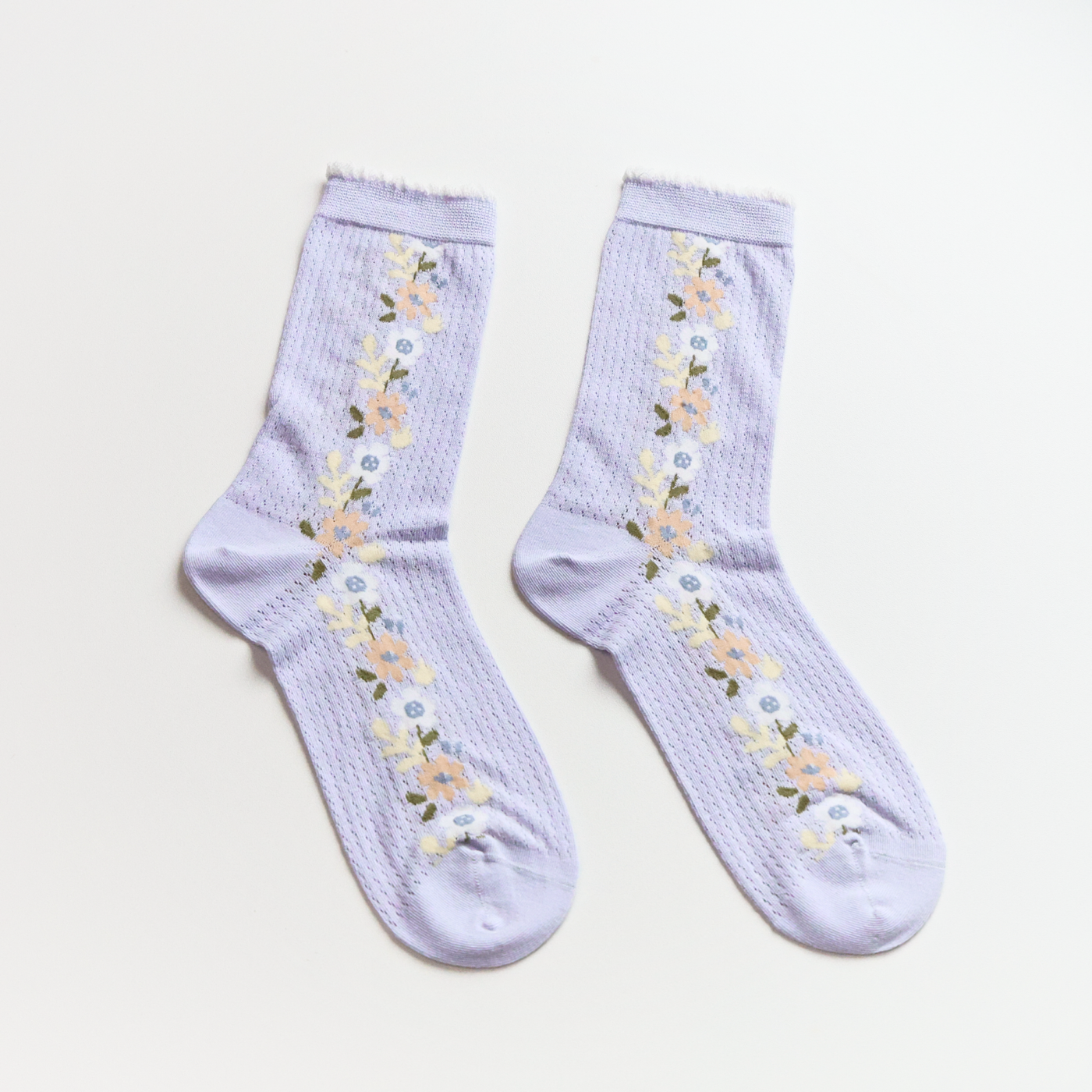 Women's Purple Floral Mesh Socks