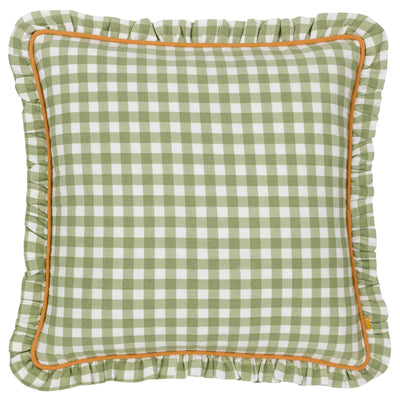 Maude Gingham Reversible Piped Cushion Sage 45 x 45cm