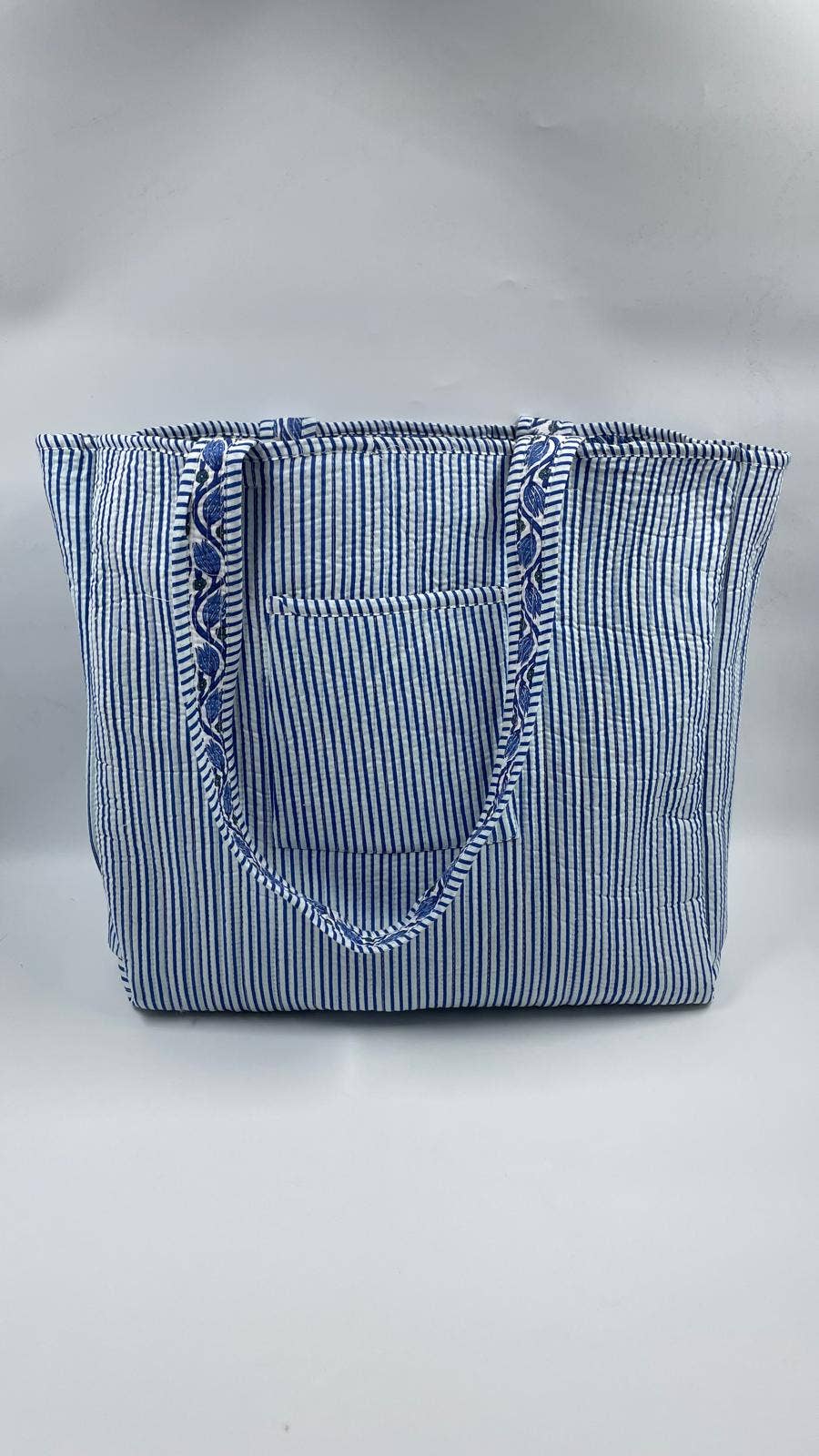 Kantha Blue/Navy Lotus Reversible Tote Bag