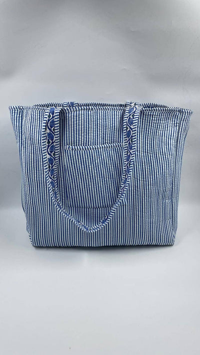 Kantha Blue/Navy Lotus Reversible Tote Bag