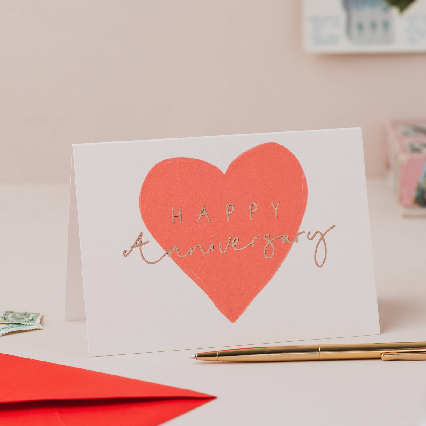 'Happy Anniversary' Red Heart Card