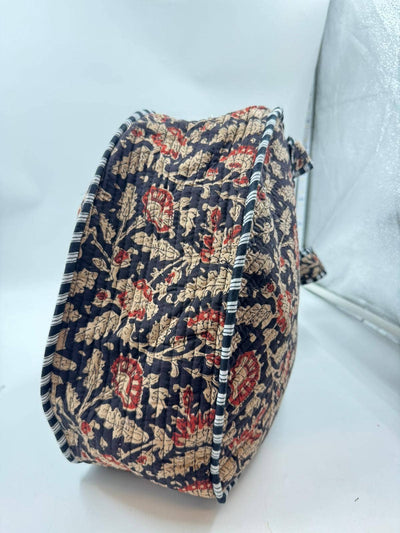 Kantha Quilted Black/Brown Heart Reverseable Tote Bag