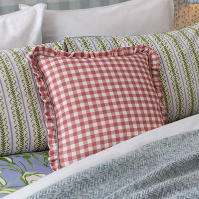 Maude Gingham Reversible Piped Cushion Rose 45 x 45cm