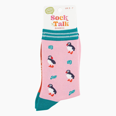 Women's Bamboo Socks - Pink, Puffin and Seashell: UK 3-7 | EU 36-40 | US 5-9