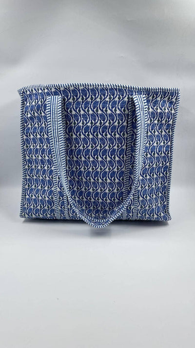 Kantha Blue/Navy Lotus Reversible Tote Bag
