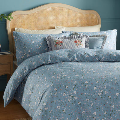 Solene Ruffle Matte Velvet Cushion Blue: Blue 45 x 45cm