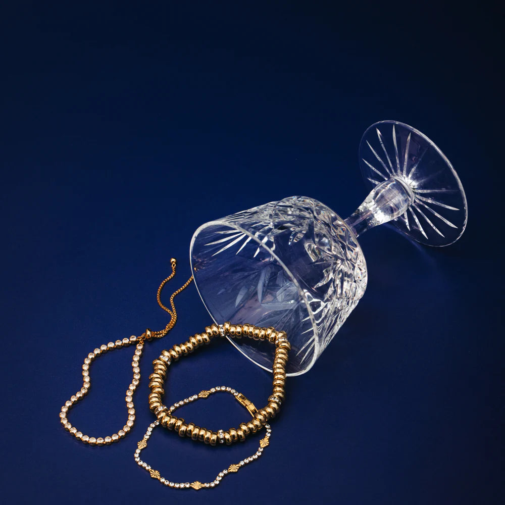 Cupchain & Etched Detail Tennis Bracelet 31614