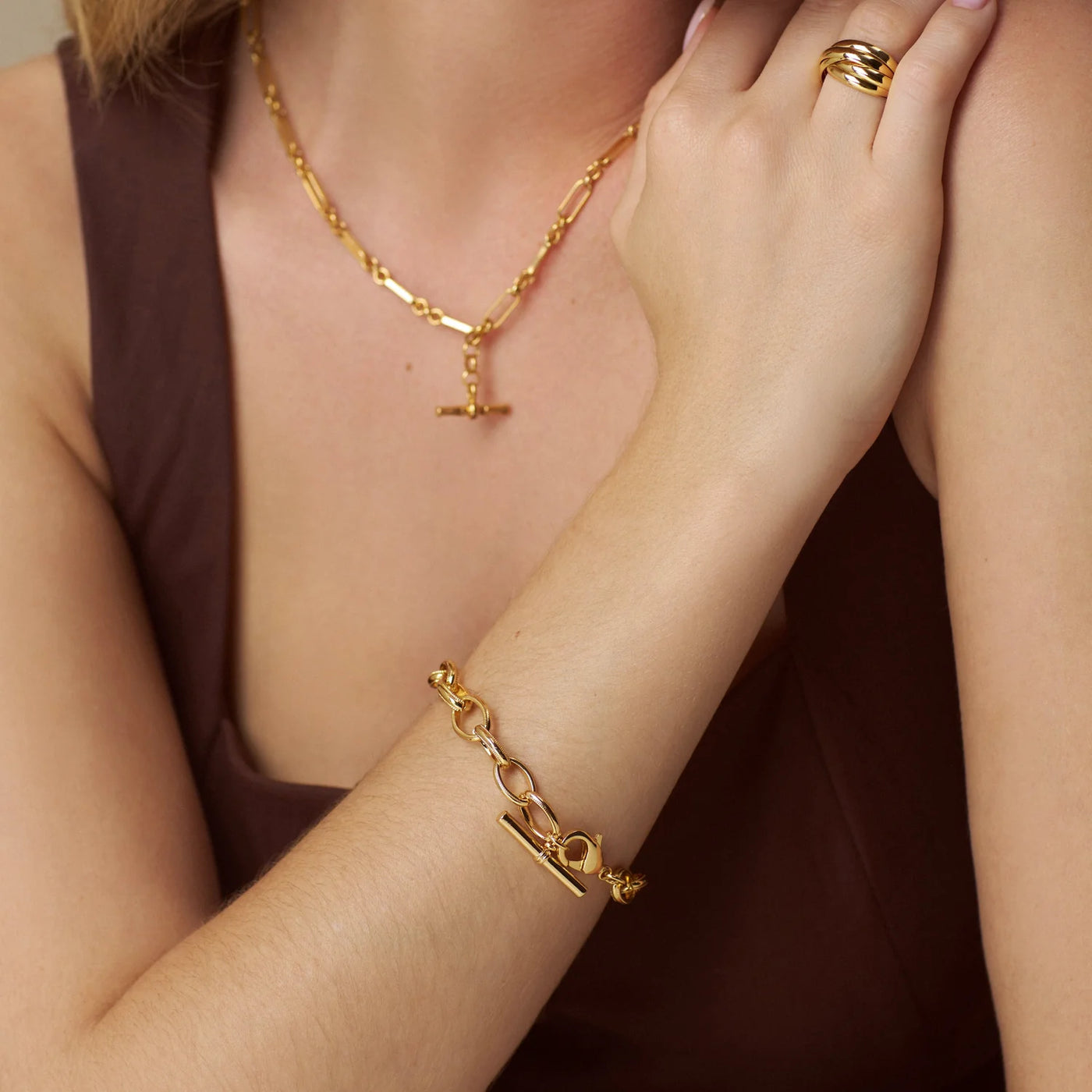 Oval Link T-Bar Drop Bracelet 31472