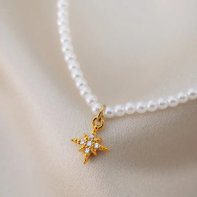 Micro Pearl & Pavé Starburst Necklace 31608