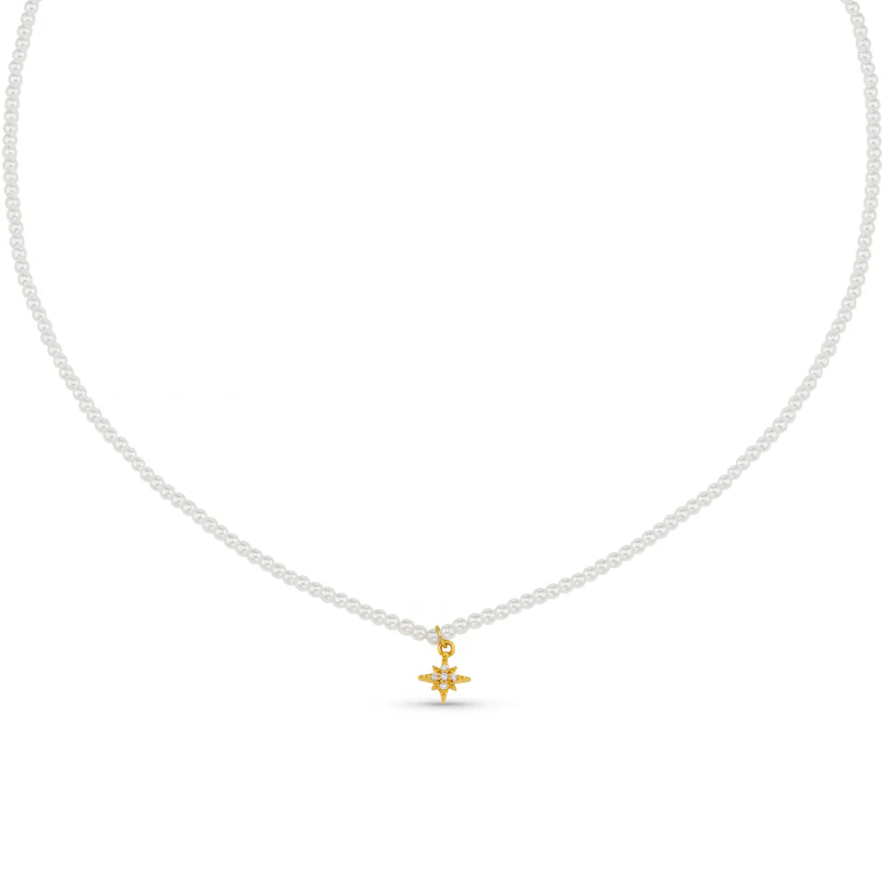 Micro Pearl & Pavé Starburst Necklace 31608