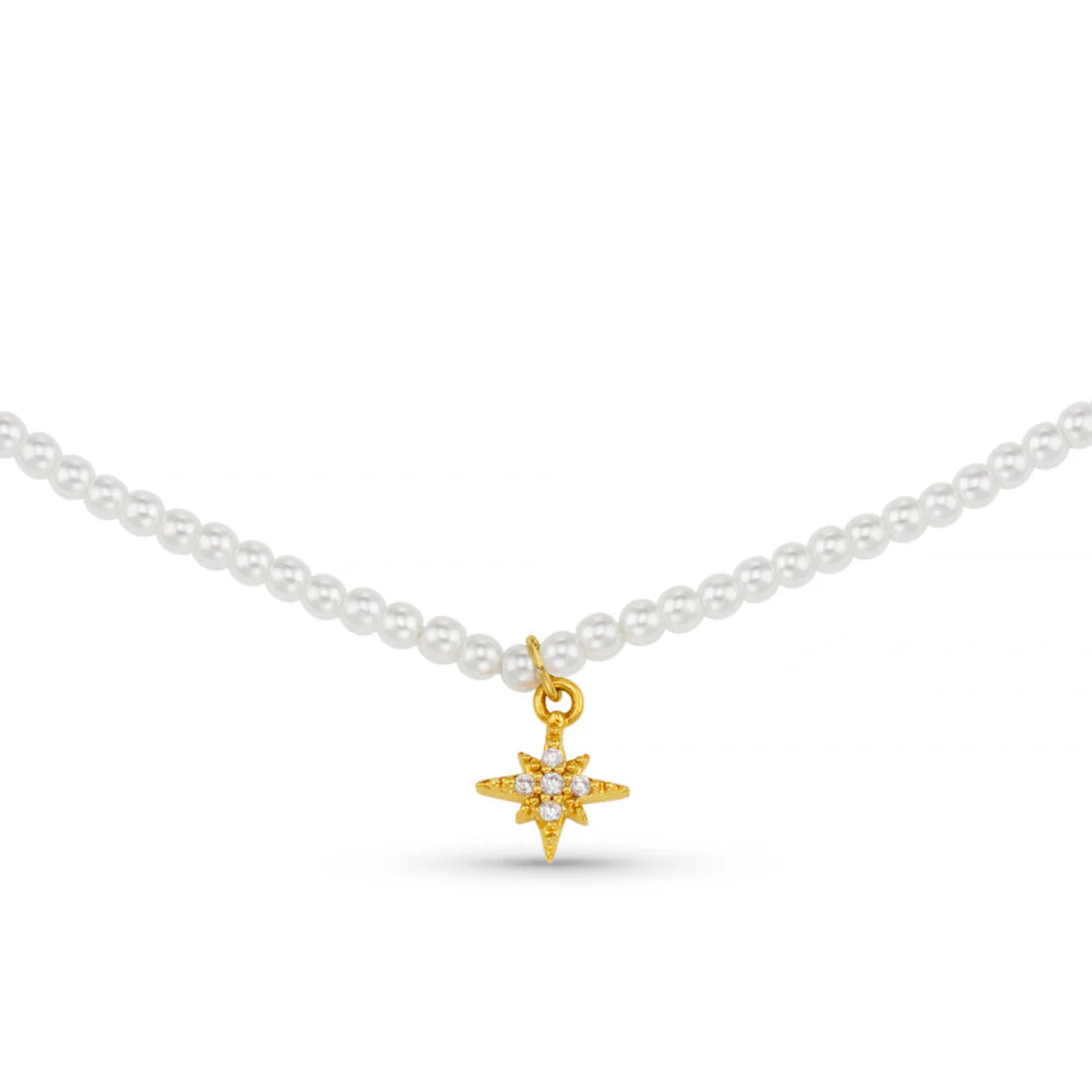 Micro Pearl & Pavé Starburst Necklace 31608