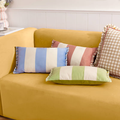 Araya Striped Velvet Cushion Blue: Blue 30 x 50cm