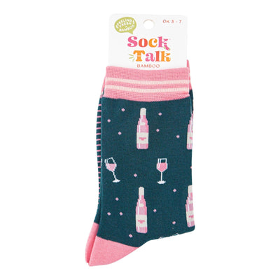 Women's Bamboo Socks - Forest Green/Light pink, Rose Wine: UK 3-7 | EU 36-40 | US 5-9