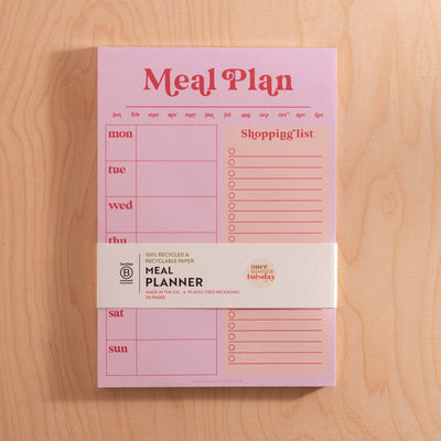 Weekly Meal Planner & Shopping List Pad A5 | Pink & Red