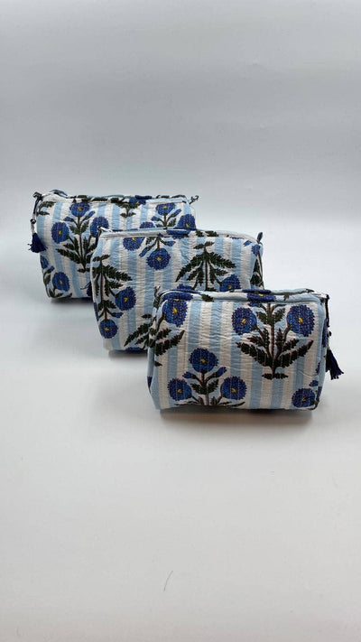 100% cotton  quilted washbag set of 3 small medium n large