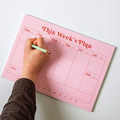 A4 Weekly Planner Pad | Pink & Red