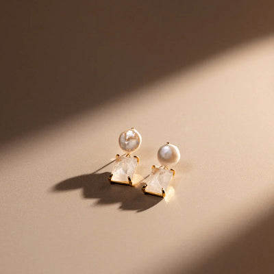 Pearl & Rose Quartz Drop Earring - 31420