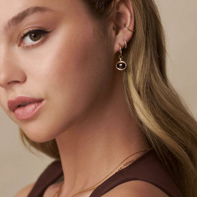 Semi Precious Tigers Eye Drop Hoops - 31521