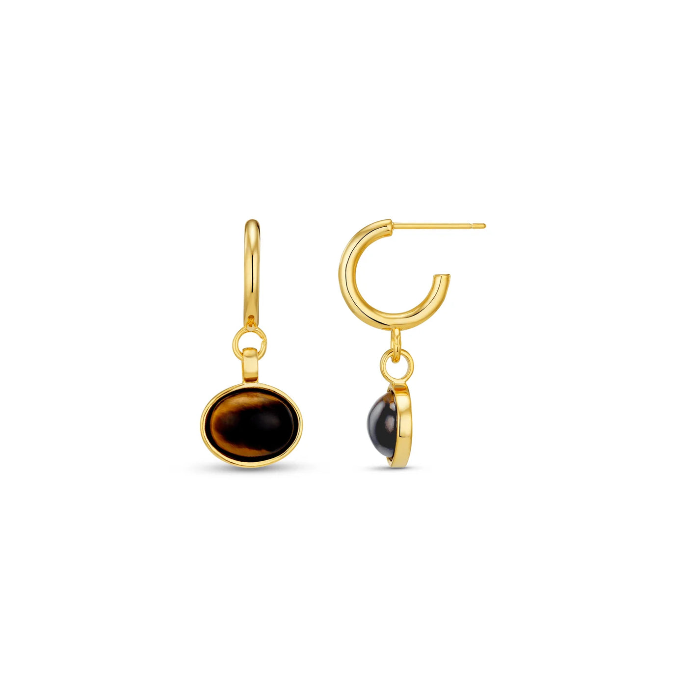 Semi Precious Tigers Eye Drop Hoops - 31521