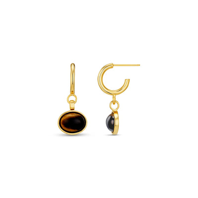 Semi Precious Tigers Eye Drop Hoops - 31521