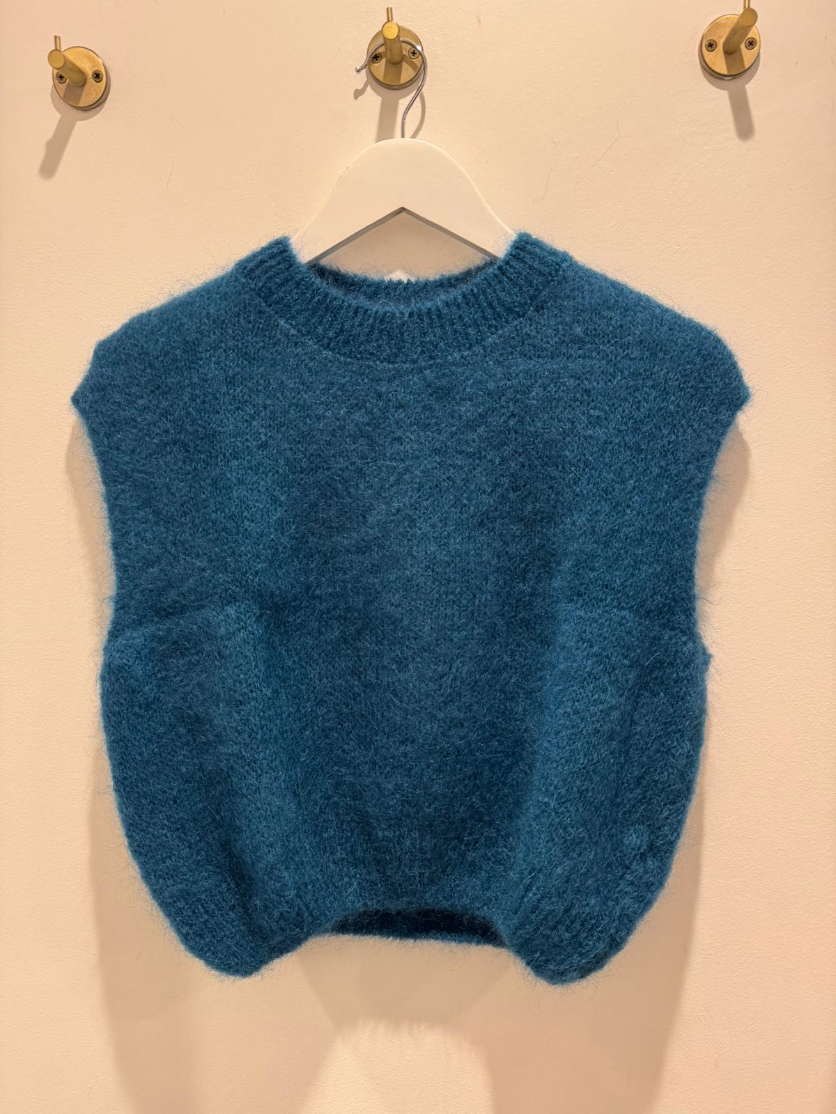 Mohair Cropped Vest - Teal