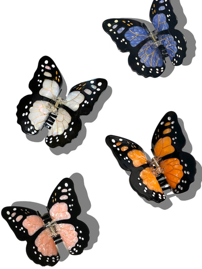 Hand-painted Monarch Butterfly Claw Hair Clip | Eco-Friendly: Pink