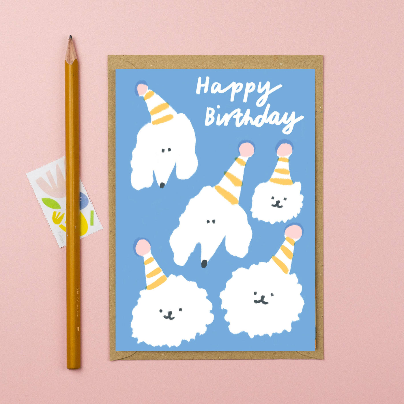 Birthday dogs blue card