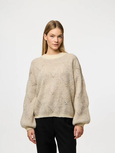 PcJenna O-Neck Knit Whitecap Gray/Greige