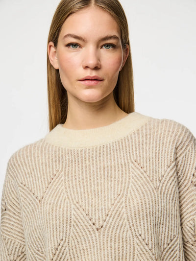 PcJenna O-Neck Knit Whitecap Gray/Greige