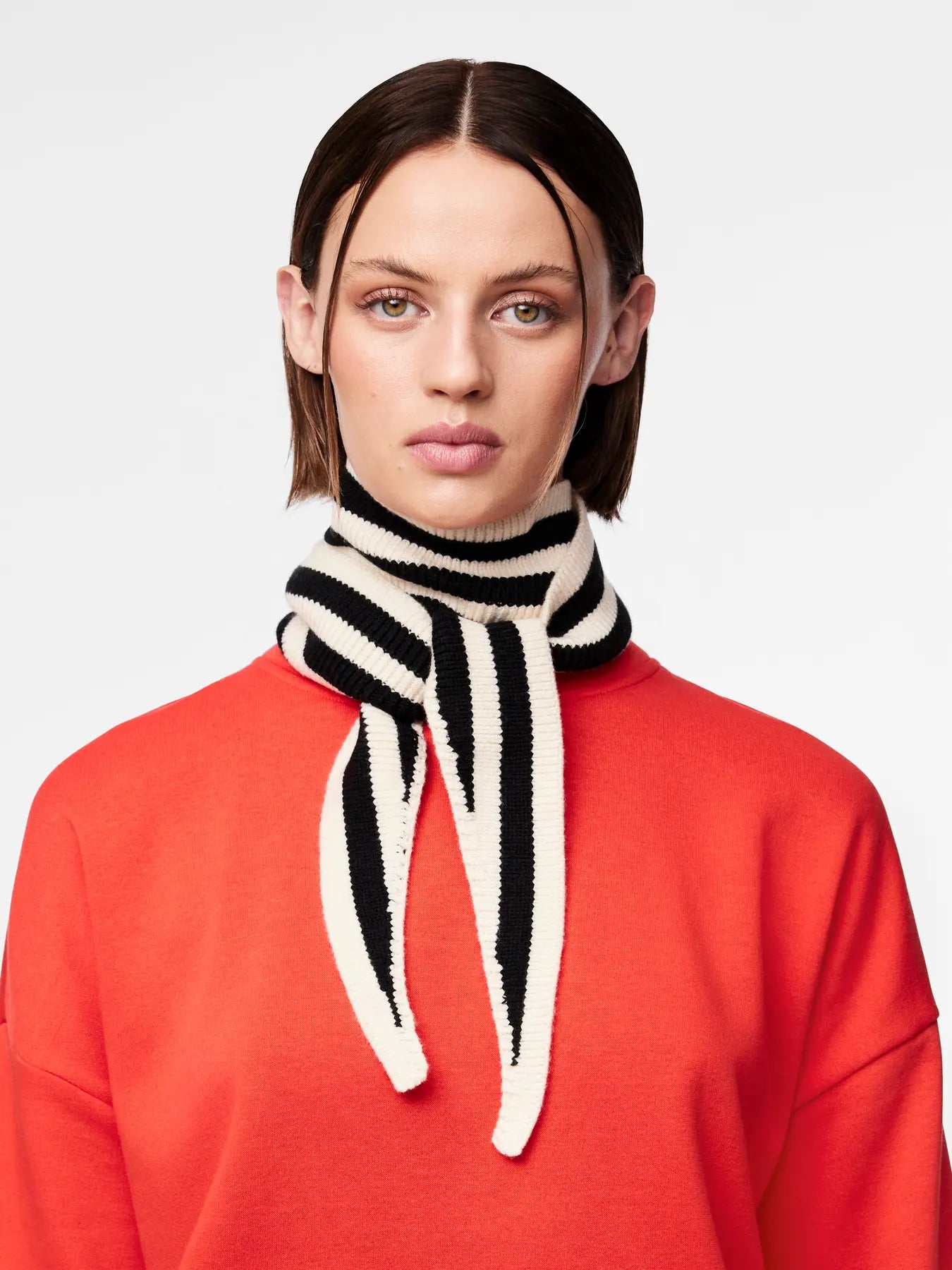 PcLullu Mini Striped Scarf Cloud Dancer/Black
