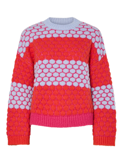 PcJanel Knit Beetroot Purple/Orange