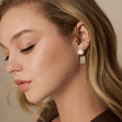 Pearl & Rose Quartz Drop Earring - 31420