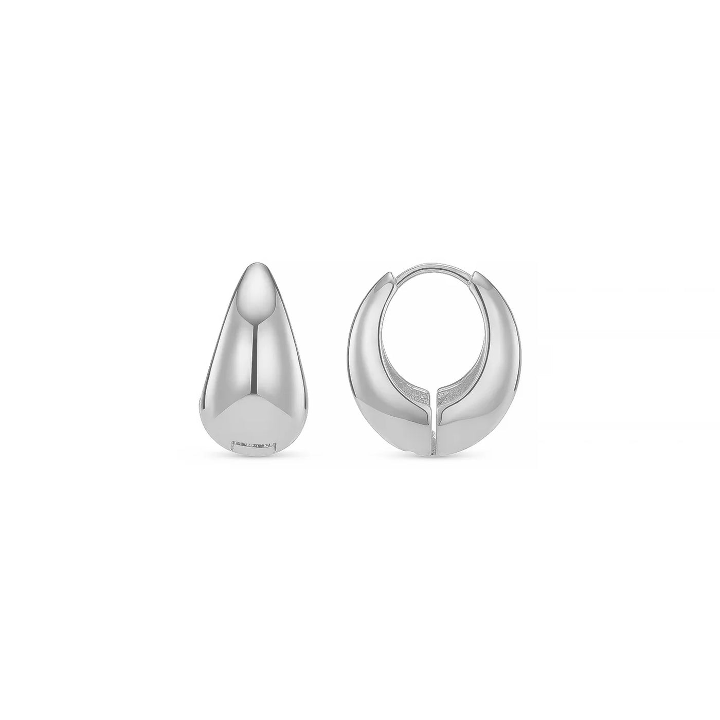 Polished Domed Taper Hoop Earrings Silver 31511