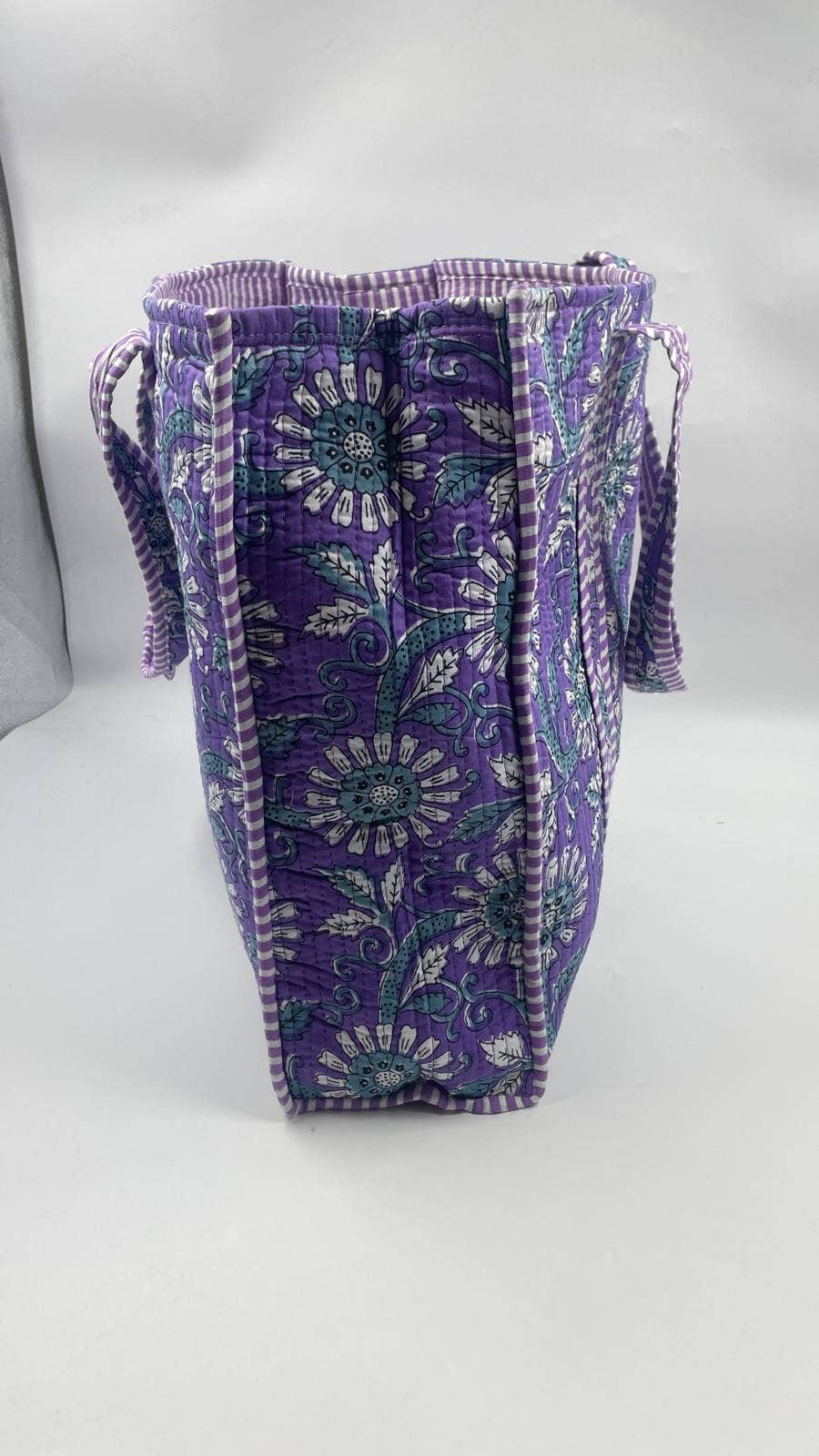 100% Cotton Kantha Quilted Boho Floral Reversible Tote Bag