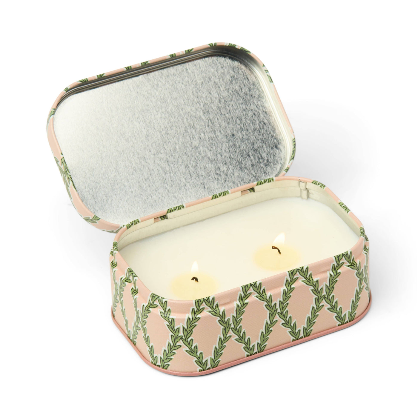 Cherie 4.5oz/127g Printed Tin Candle - Pink & Green - Yuzu Woods